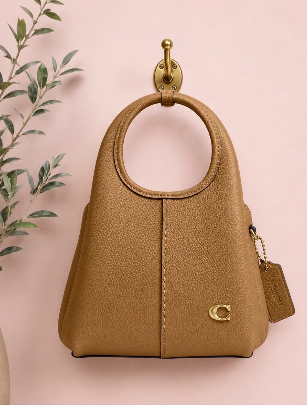 Coach Lana 19 in muted olive with gold chain crossbody strap